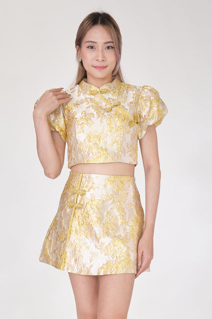 Chixxie Clover Two-Piece Cheongsam Set (Yellow)