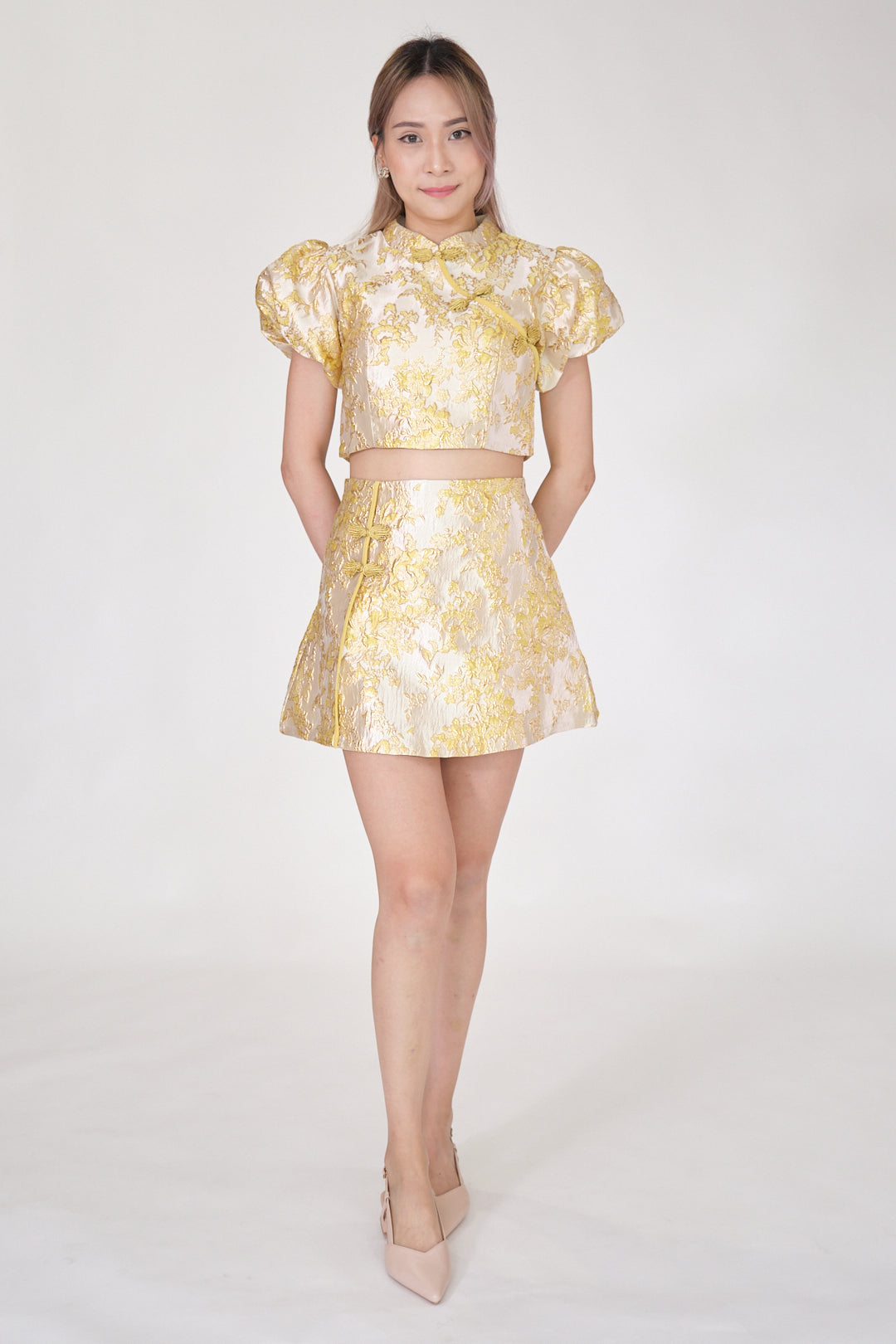 Chixxie Clover Two-Piece Cheongsam Set (Yellow)