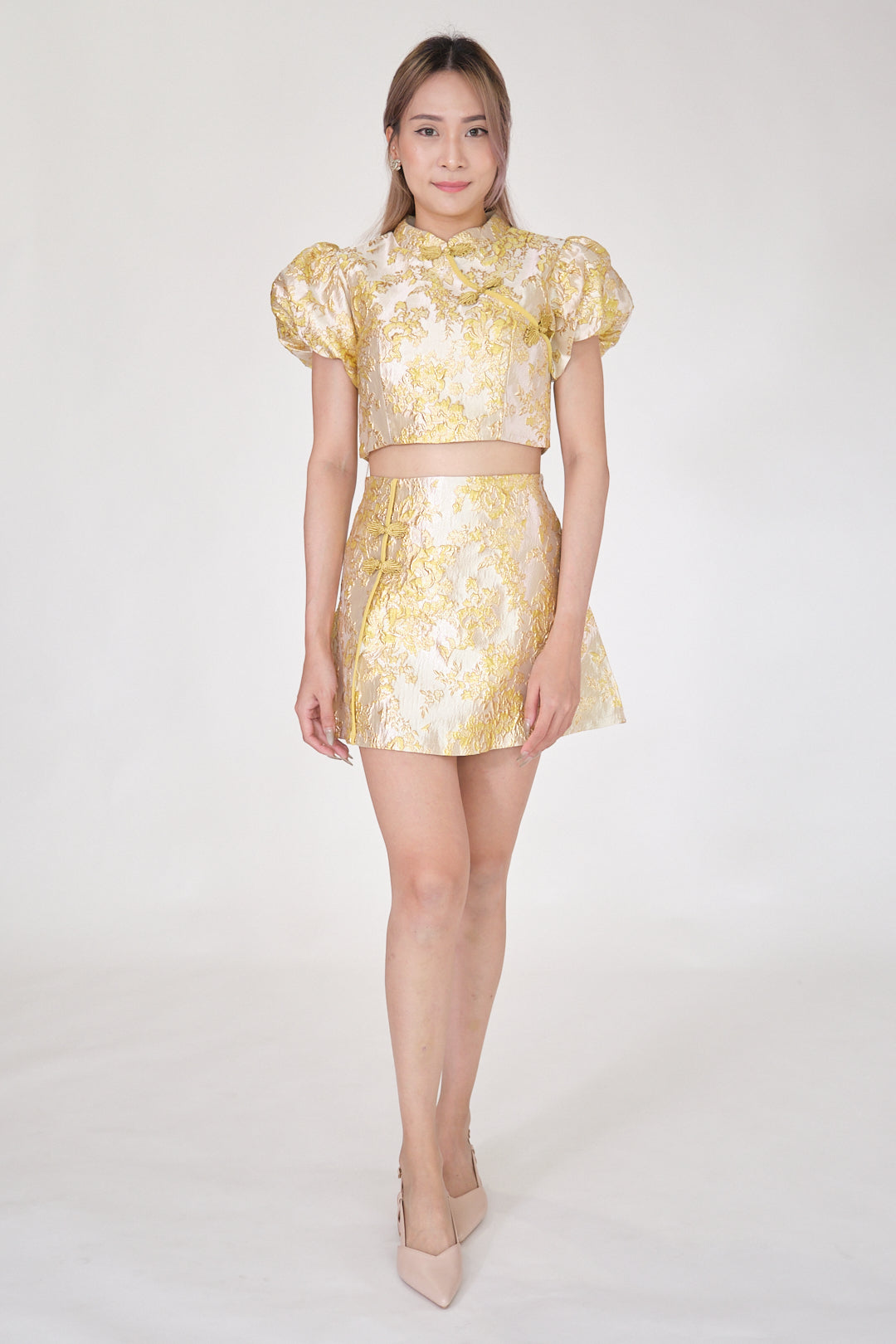 Chixxie Clover Two-Piece Cheongsam Set (Yellow)