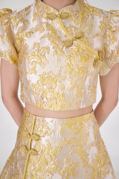 Chixxie Clover Two-Piece Cheongsam Set (Yellow)