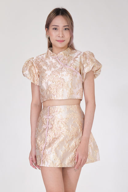 Chixxie Clover Two-Piece Cheongsam Set (Pink)