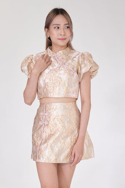 Chixxie Clover Two-Piece Cheongsam Set (Pink)