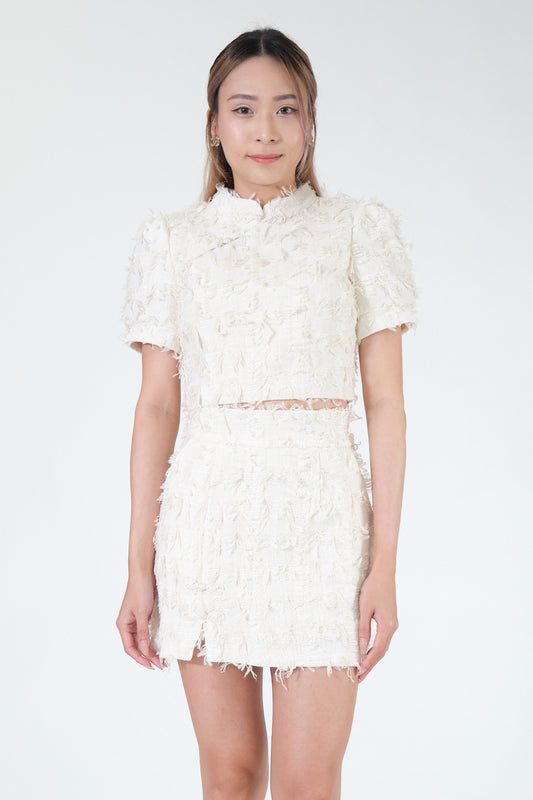 Chixxie Caitlyn Two-Piece Cheongsam Set (White)