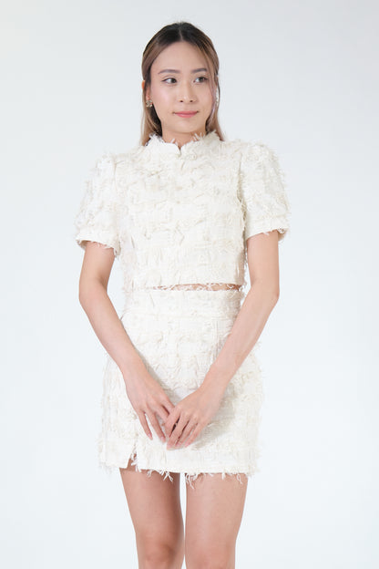 Chixxie Caitlyn Two-Piece Cheongsam Set (White)