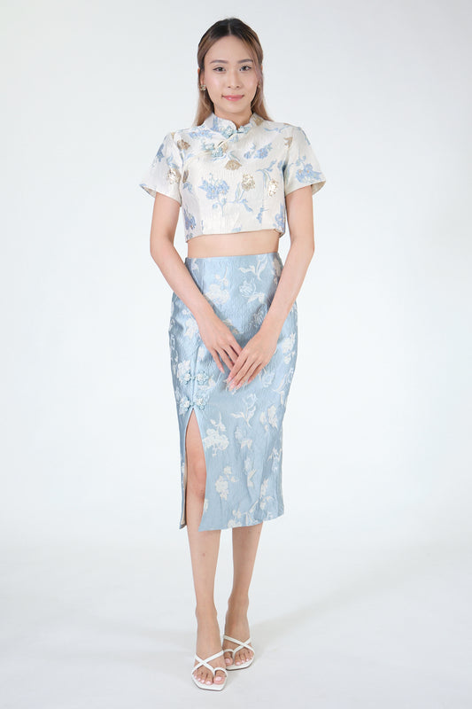 Chixxie Sapphire Two-Piece Cheongsam Set