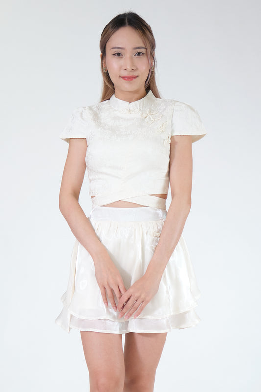 Chixxie Quincy Two-Piece Cheongsam Set (White)