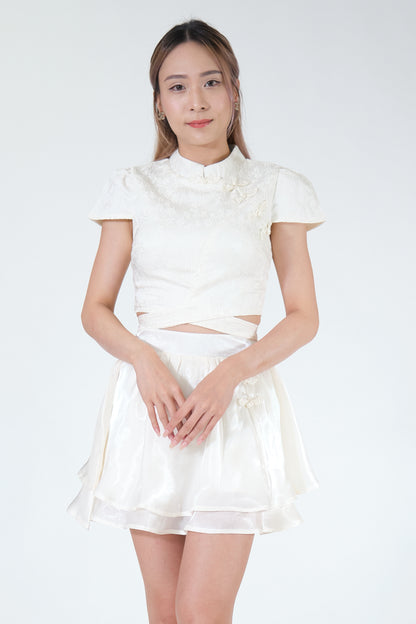 Chixxie Quincy Two-Piece Cheongsam Set (White)