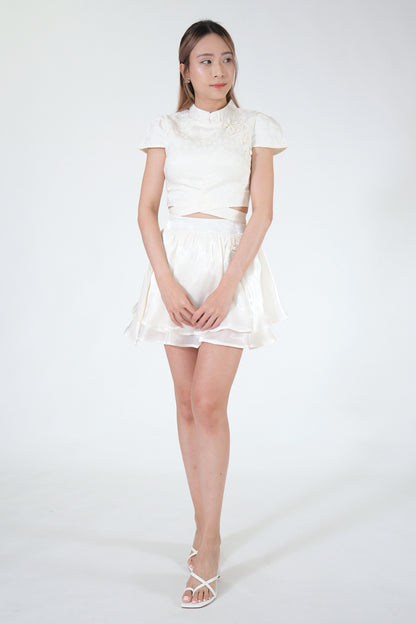 Chixxie Quincy Two-Piece Cheongsam Set (White)