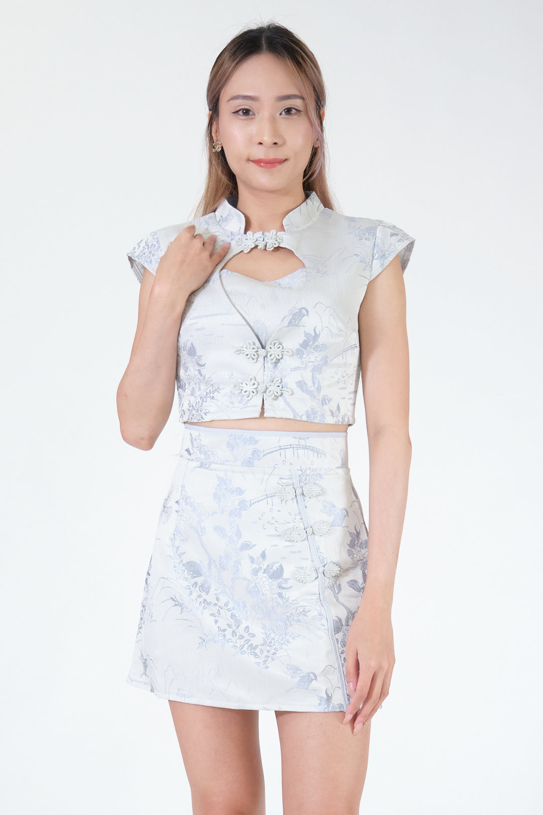 Chixxie Eunice Two-Piece Cheongsam Set (Blue)