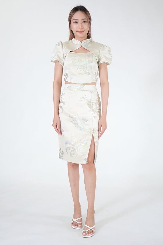 Chixxie Jewel Two-Piece Cheongsam Set (Cream)