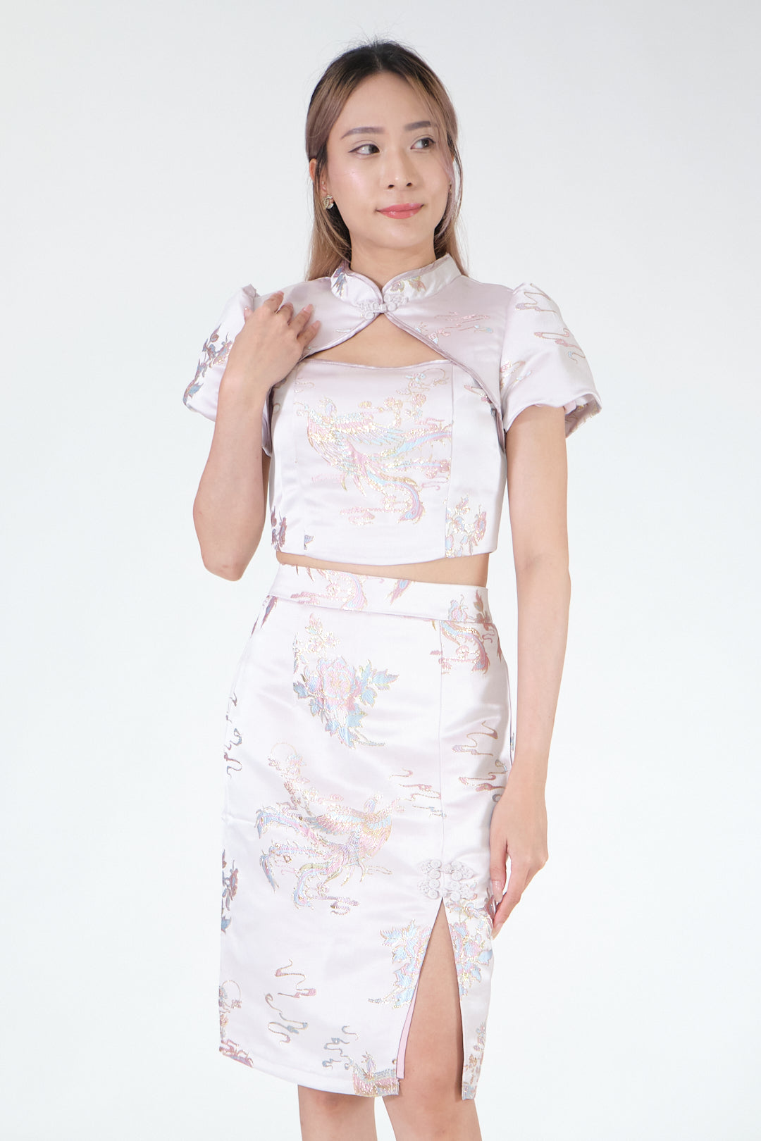 Chixxie Jewel Two-Piece Cheongsam Set (Pink)