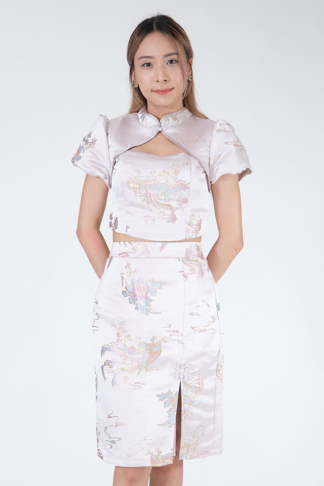 Chixxie Jewel Two-Piece Cheongsam Set (Pink)