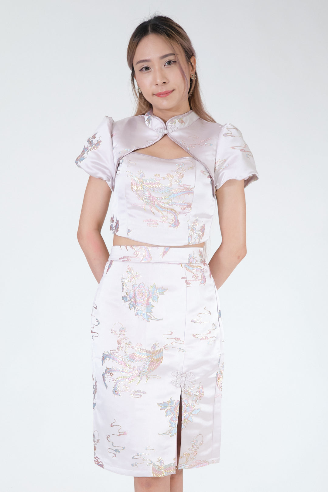 Chixxie Jewel Two-Piece Cheongsam Set (Pink)