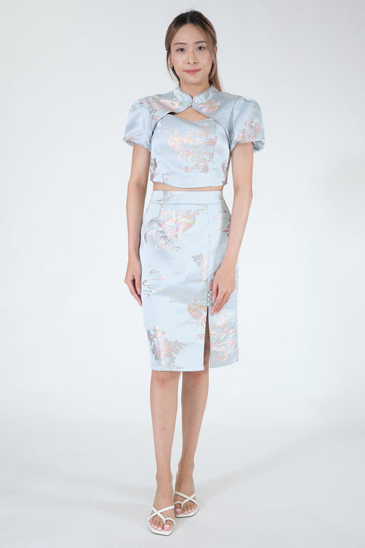 Chixxie Jewel Two-Piece Cheongsam Set (Blue)