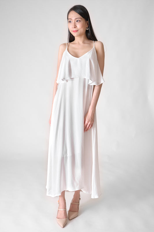 Chixxie Roselyn Flowy Maxi Dress (White)