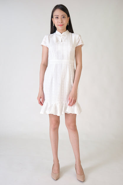 Chixxie Joy Lace Cheongsam Dress (White)