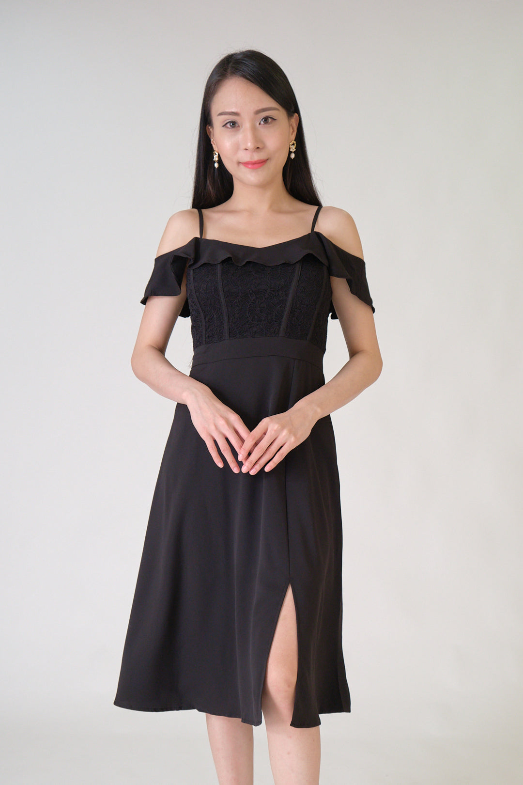 Chixxie Faith Off-Shoulder Midi Dress (Black)