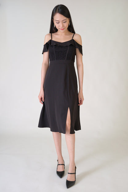 Chixxie Faith Off-Shoulder Midi Dress (Black)