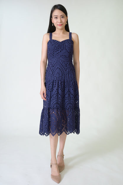 Chixxie April Lace Midi Dress (Navy)