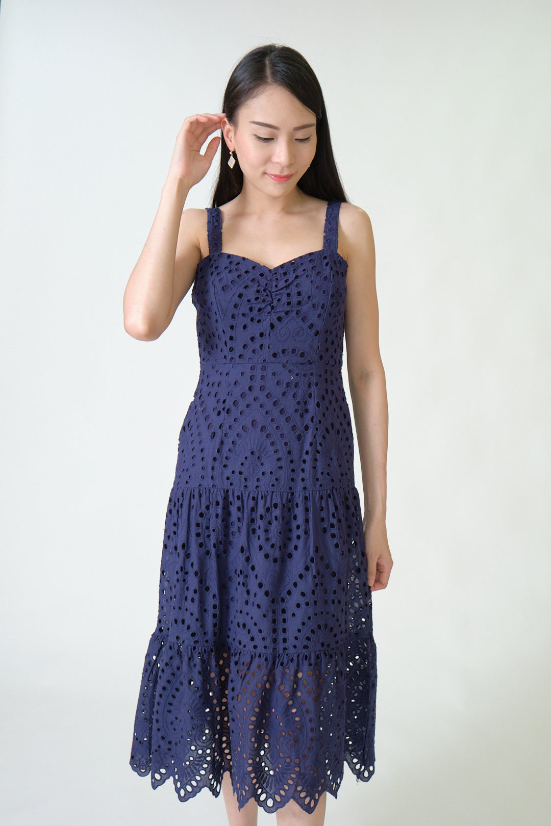 Chixxie April Lace Midi Dress (Navy)