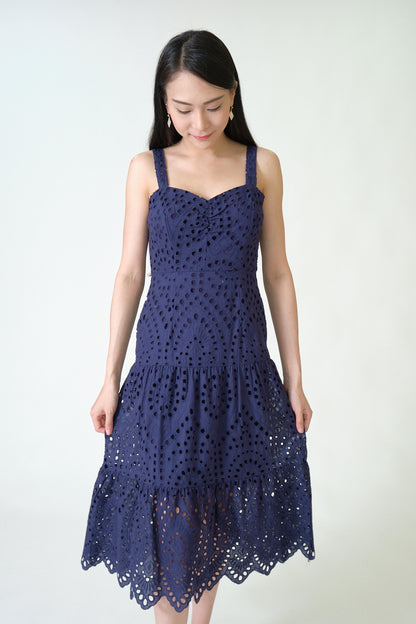 Chixxie April Lace Midi Dress (Navy)