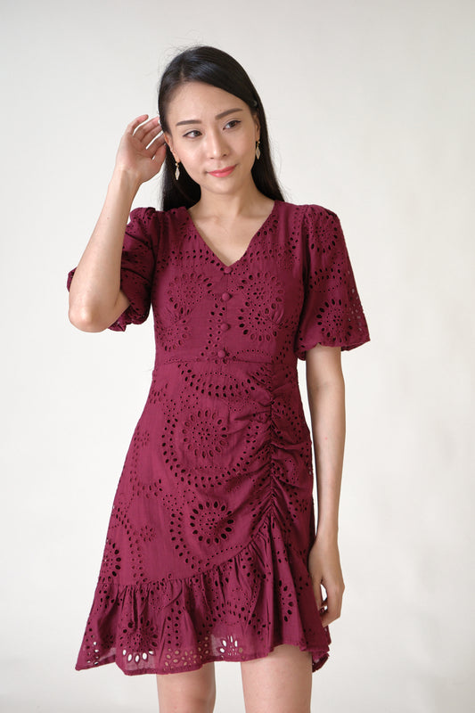 Chixxie Justice Lace Dress (Maroon)