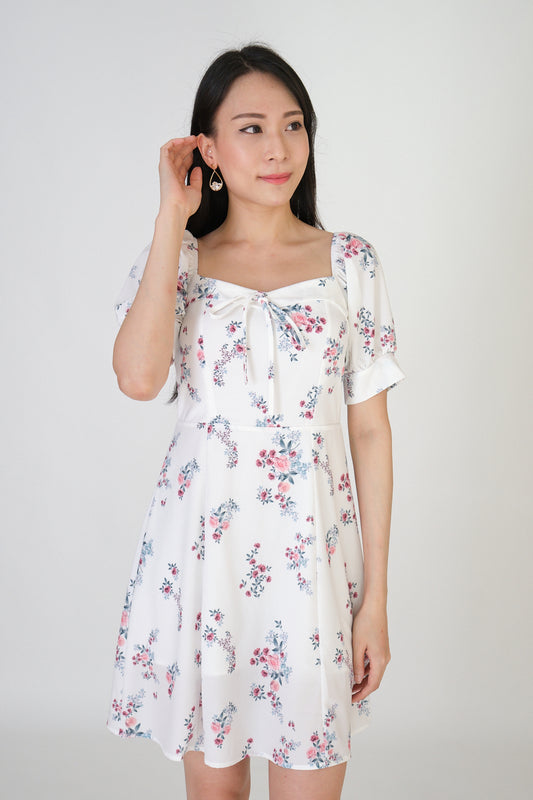 Chixxie Victoria Floral Short Dress (White)