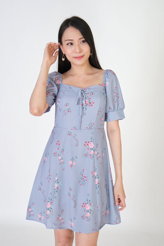 Chixxie Victoria Floral Short Dress (Pastel Blue)