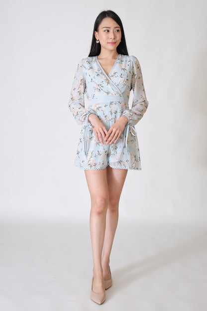 Chixxie Rose Floral Playsuit (Blue)