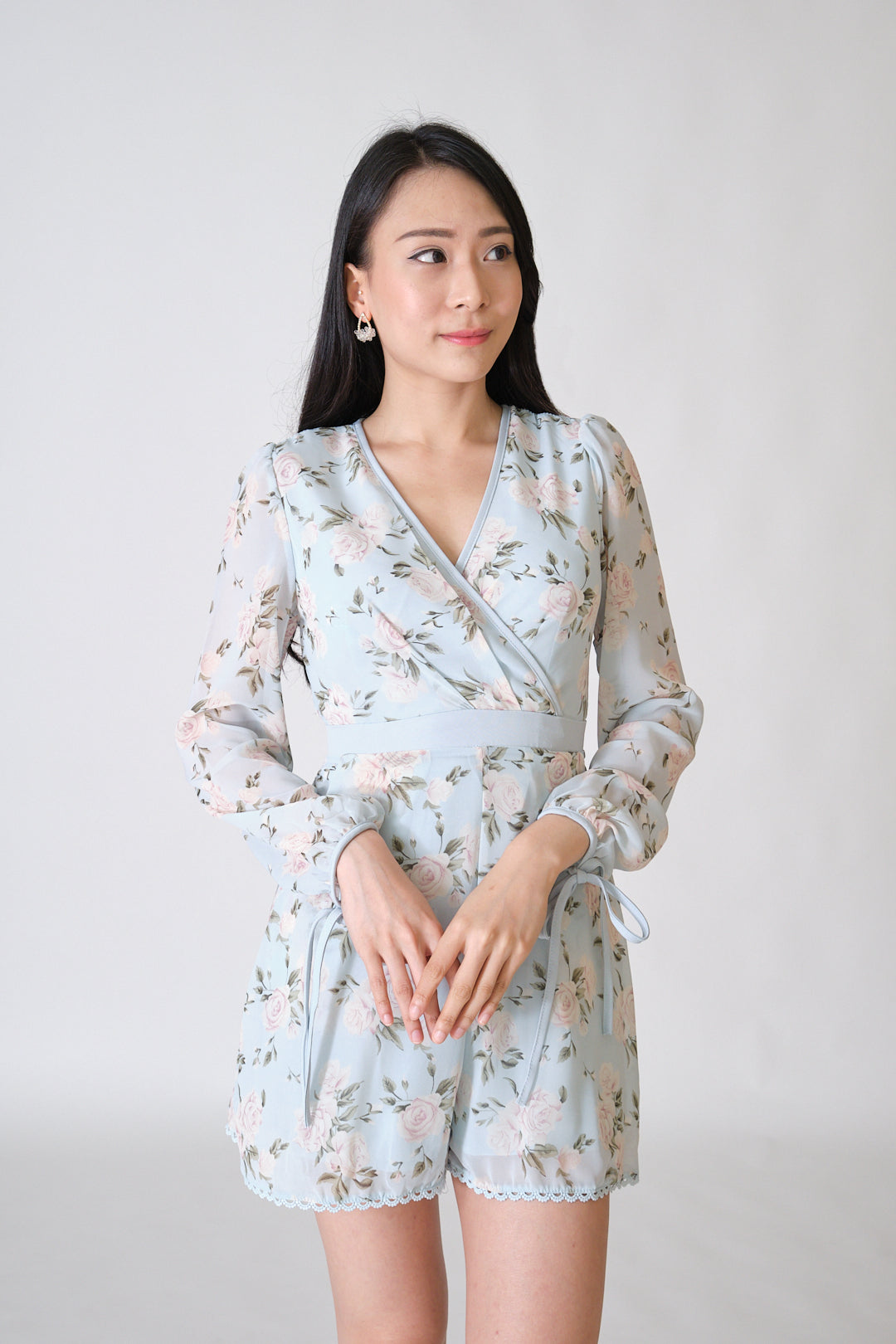 Chixxie Rose Floral Playsuit (Blue)