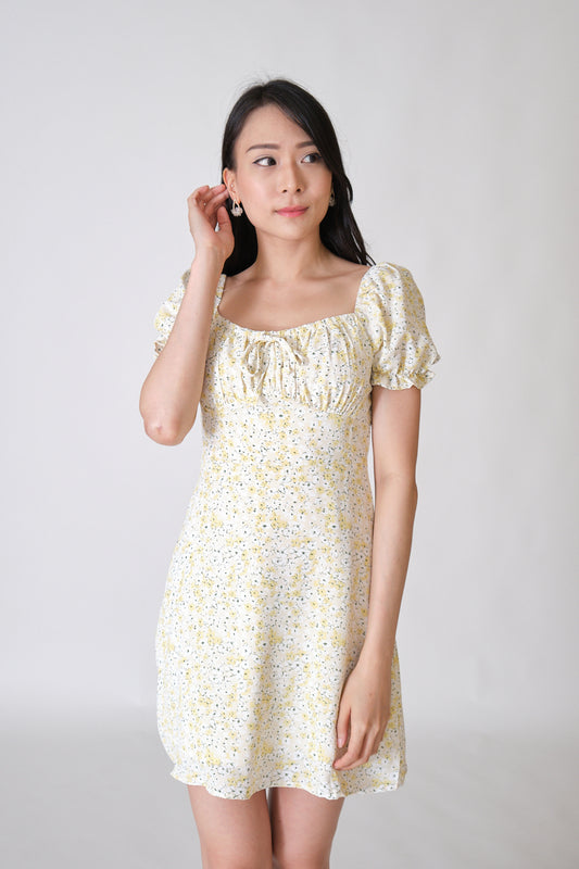 Chixxie Fiona Floral Short Dress (Yellow)