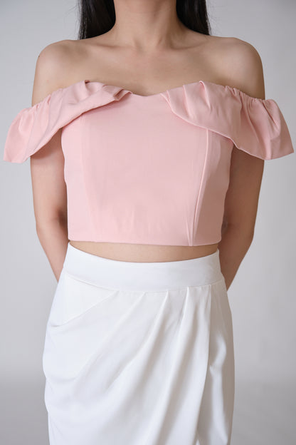 Chixxie Mindi Off-shoulder Crop Top (Pink)