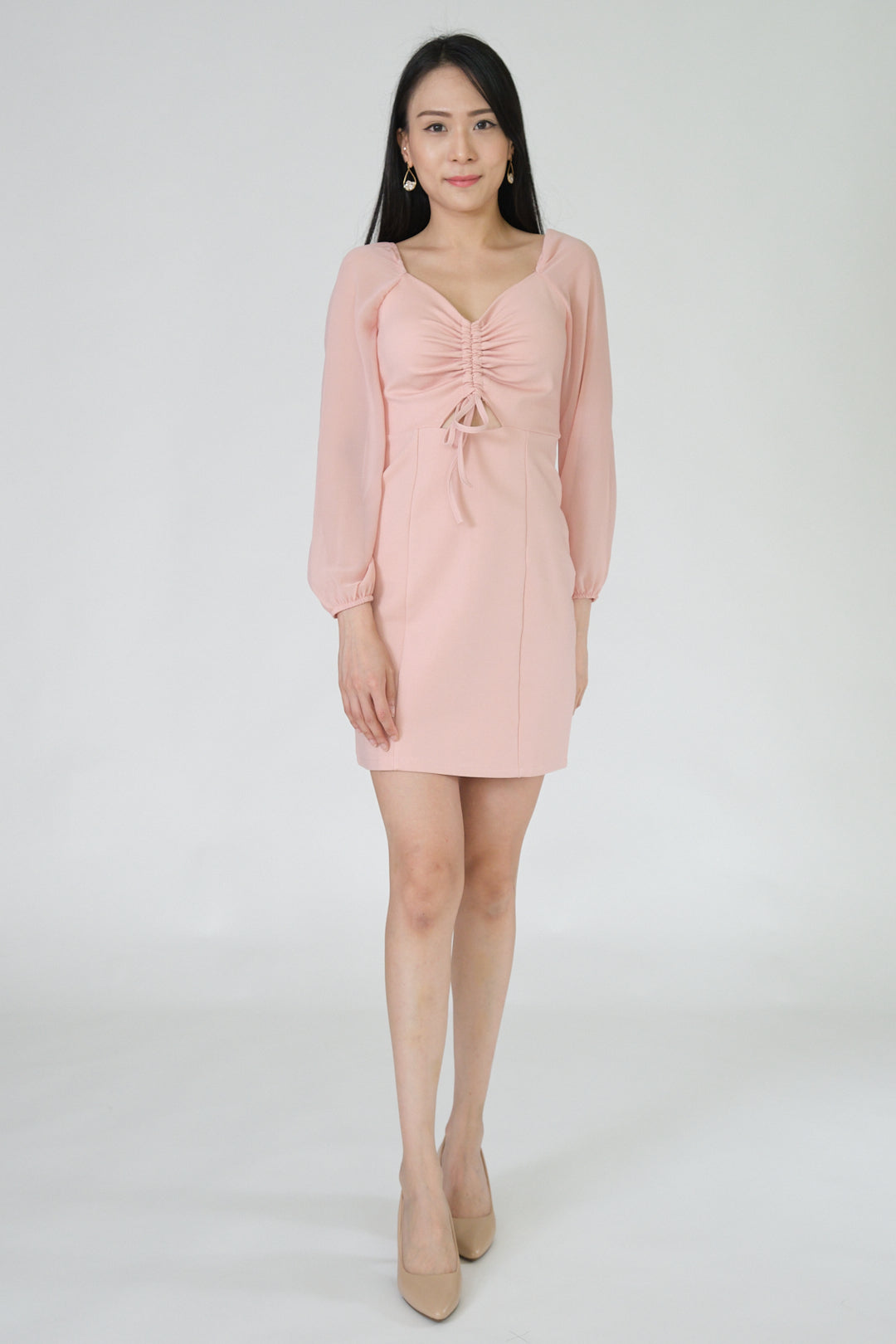 Chixxie Sharon Long Sleeve Dress (Pink)