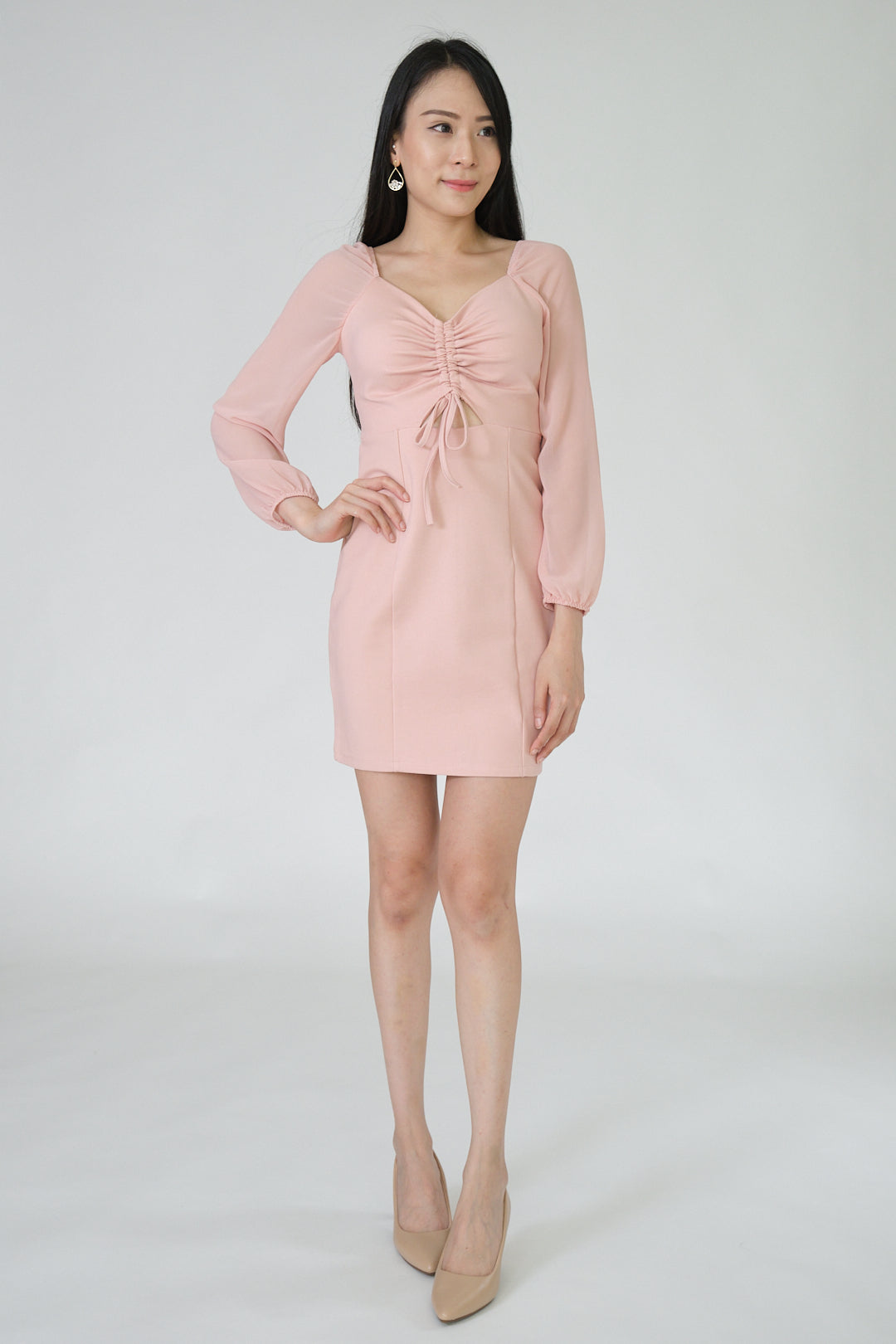 Chixxie Sharon Long Sleeve Dress (Pink)