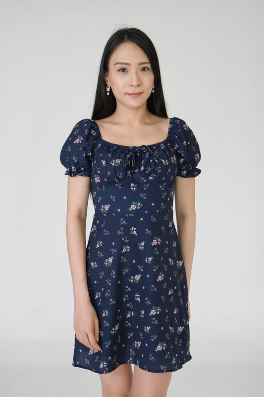 Chixxie Monica Floral Short Dress (Navy)