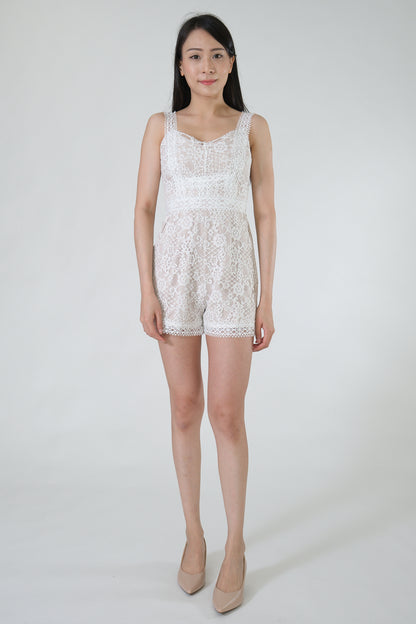 Chixxie Belle Lace Playsuit (White)