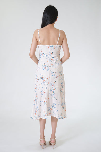 Chixxie Florence Floral Dress (Beige)