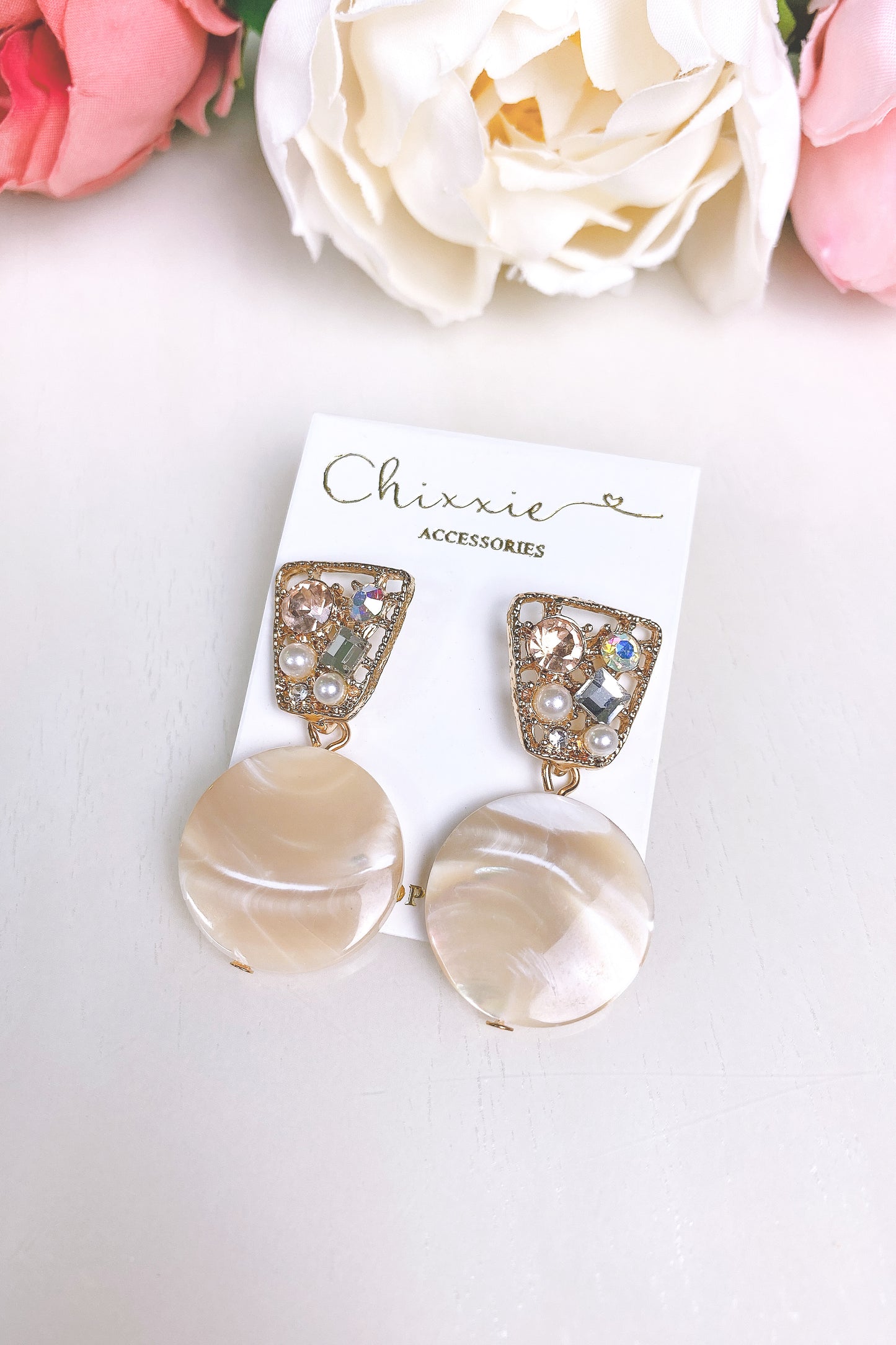 Diamante Marble Drop Earring