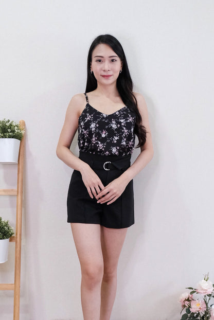 Chixxie Lindsey Floral Top (Black)